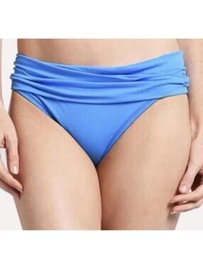 NWT La Blanca Island Goddess Shirred Band Hipster Blue Bikini Bottom Size US 22W